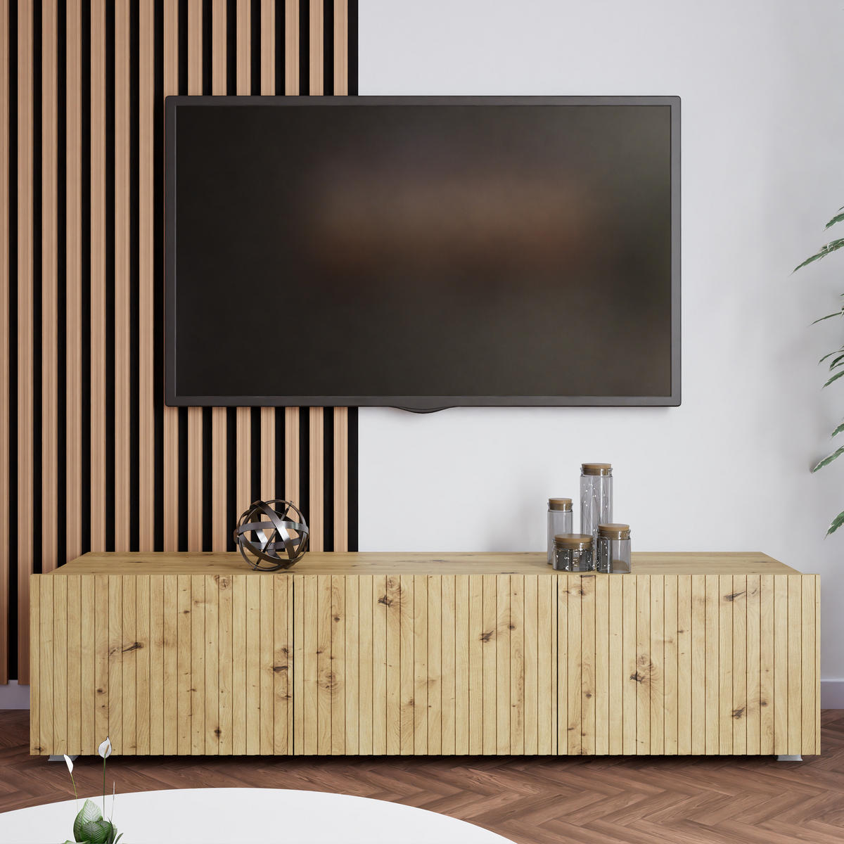 LOWBOARD Kavell mit 2 Türen, 150 cm, stehend/hängend, eiche Artisan - Eiche Artisan, Holzwerkstoff (150/37.5/43cm) - Beautysofa