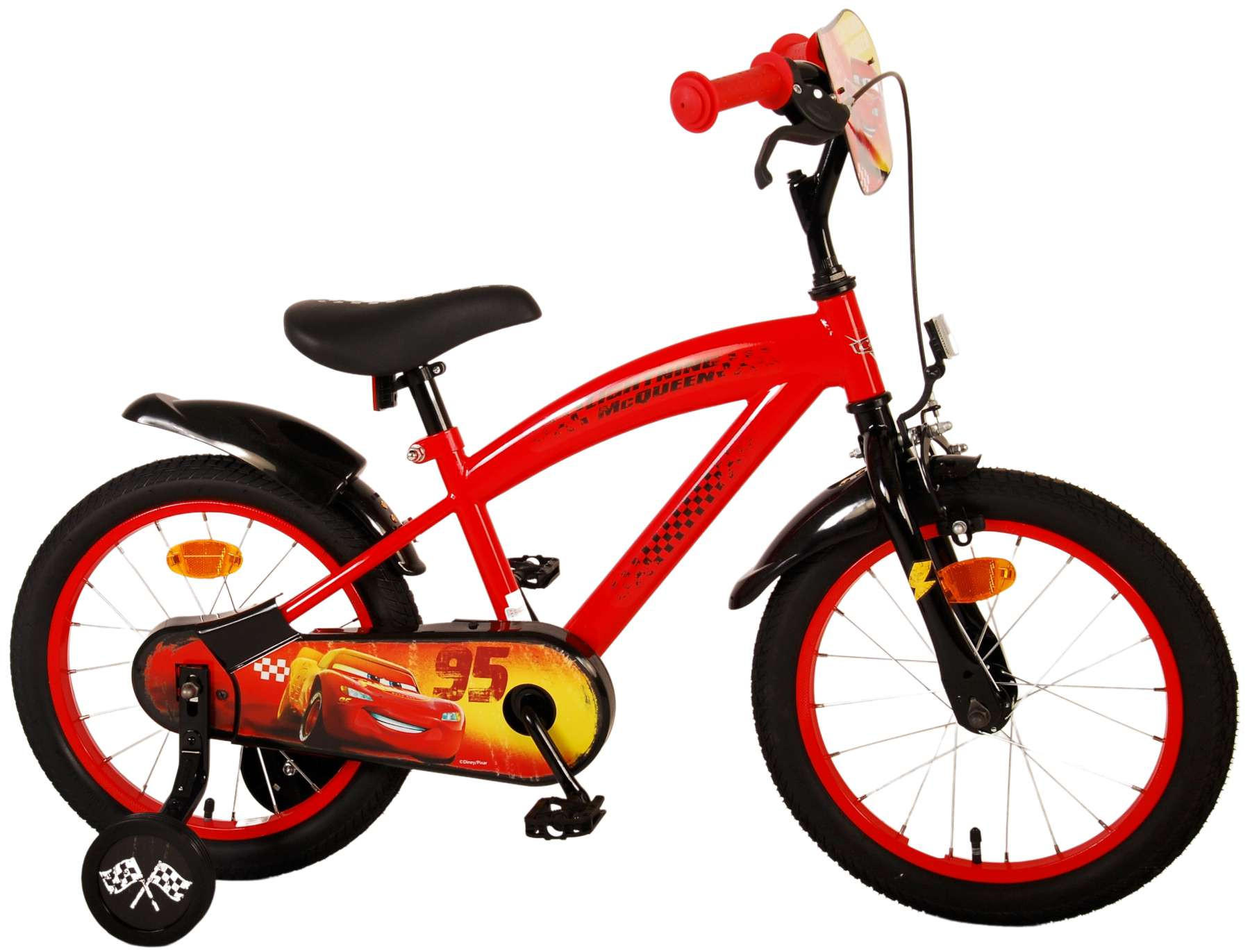 KINDERFAHRRAD Disney Cars - Jungen - 16 Zoll - Rücktritt + Handbremse - Rot - Rot, Metall (45cm) - TPFSports