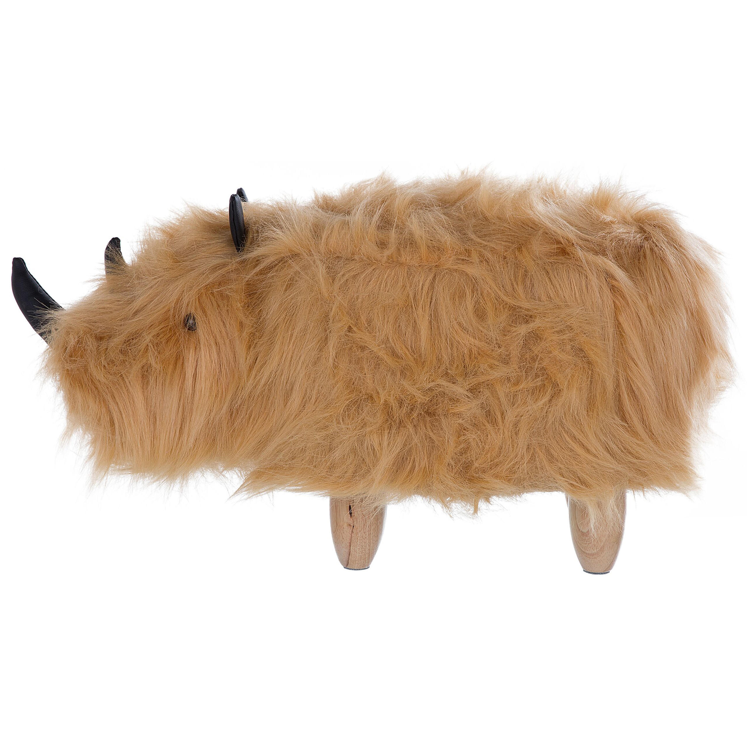 POUF Woolly 36/66/37 cm - Beige, Kunststoff/Textil (66/37/36cm) - Beliani
