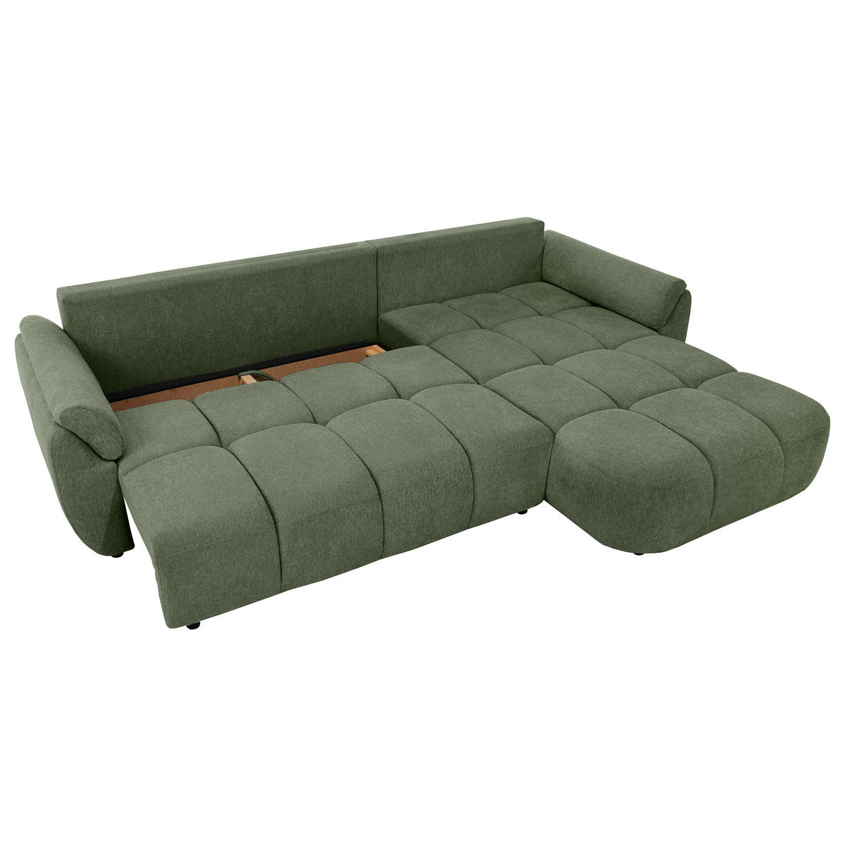 ECKSOFA Massimo, universelle Eckschlafsofa 280 cm mit Schlaffunktion und Bettkasten, Grün - Grün, Textil (283/204cm) - Beautysofa