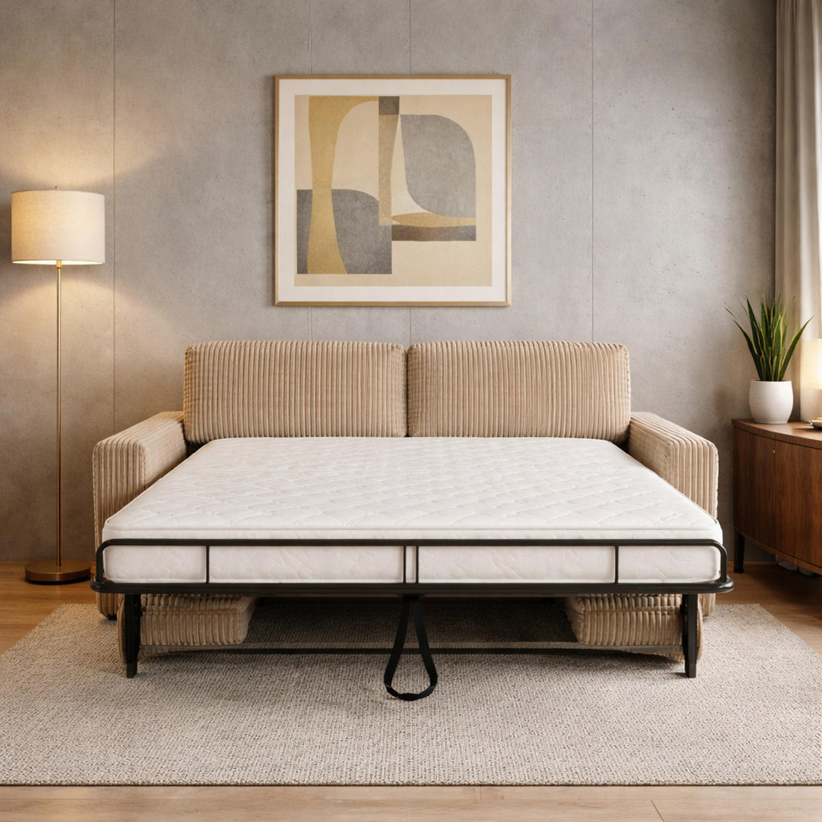 SCHLAFSOFA Siena, sofa mit Bettfunktion, 160x200, Beige - Beige, Textil (200/81/100cm) - AN-Moebel 4u