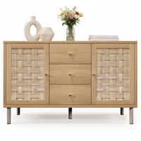 SIDEBOARD in Naturfarben Kommode mit 2 Türen, 3 Schubladen, Metallbeinen & verstellbaren Böden,B120/T40/H75cm - Naturfarben/Weiß, Holzwerkstoff/Metall (120/70/40cm) - STILVORA