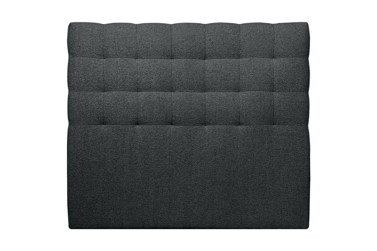 KOPFTEIL gepolstert - Gesteppt – schwarzer Bouclé-Stoff - 140 cm - Beige/Schwarz, Holz (140/120/10cm) - Sommeil de Plomb