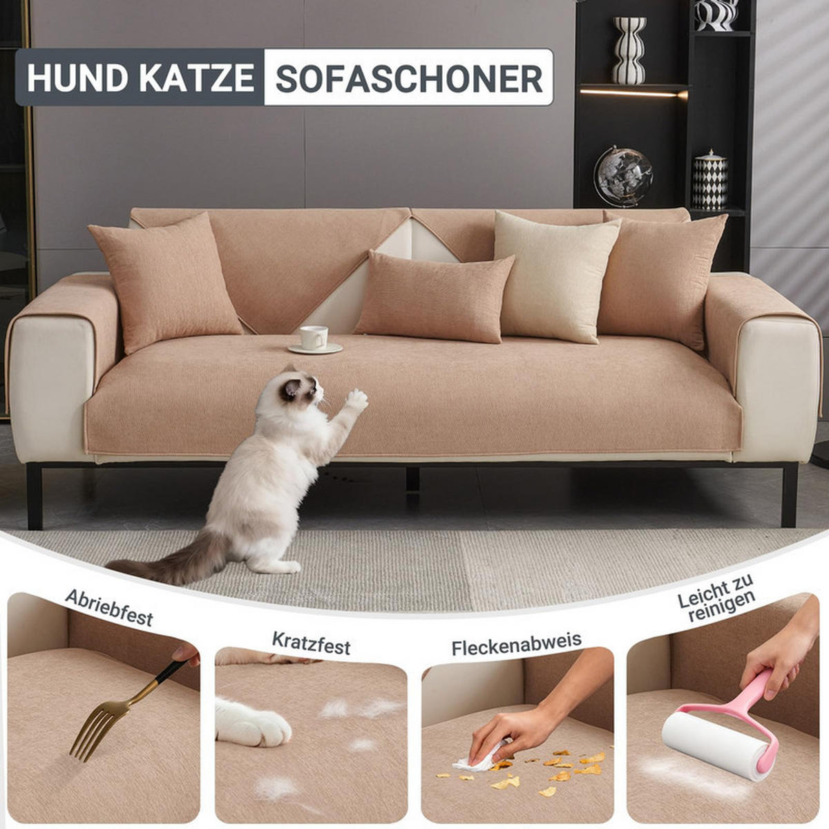 SOFAÜBERWURF Hellbraun 1 Stück - Hellbraun, Textil (70/70cm) - OBOSOE