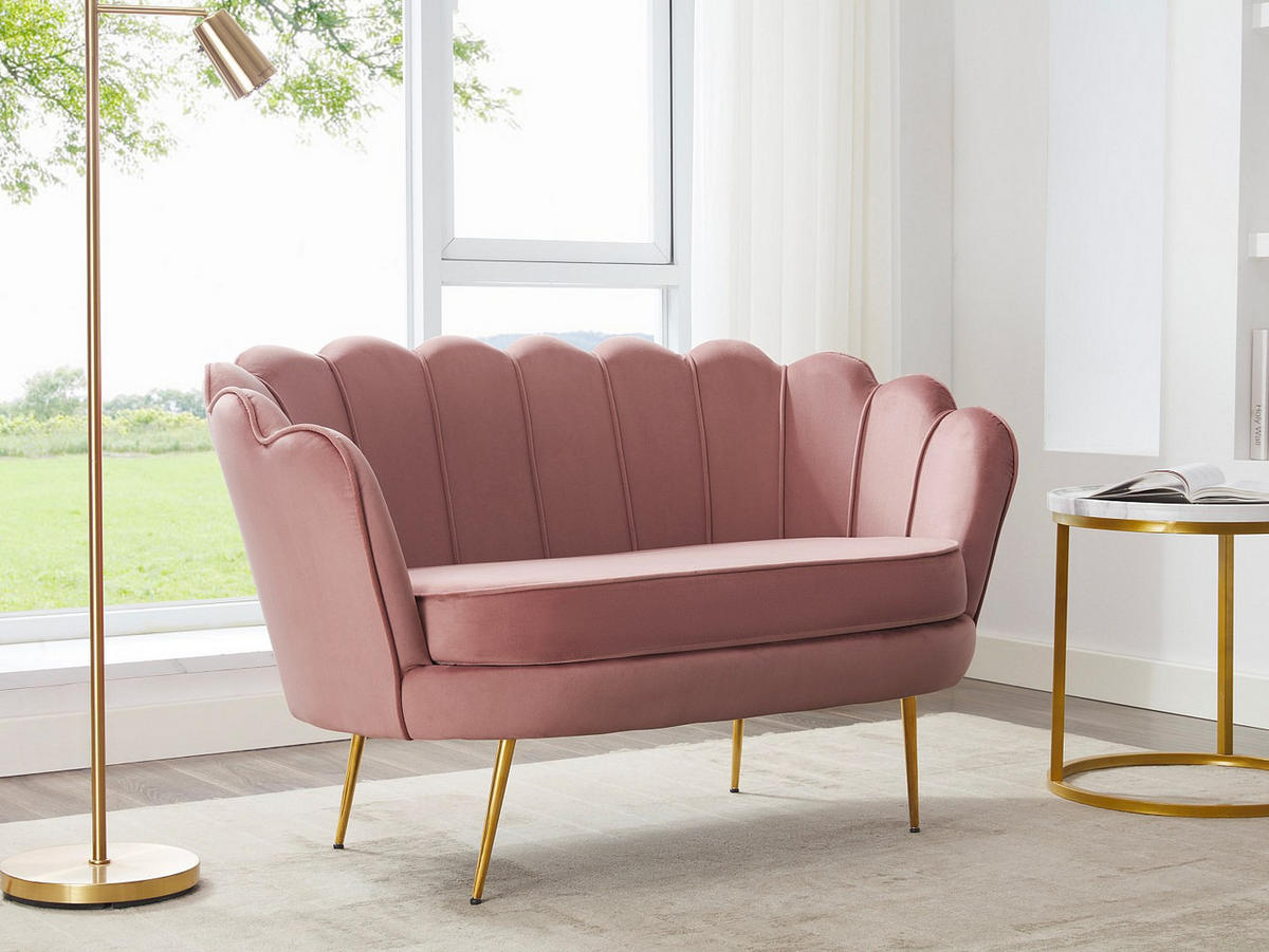MUSCHELSOFA 2-Sitzer - Samt - Rosa - DANDELION - Pink, Textil (124/78/73cm) - Pascal Morabito