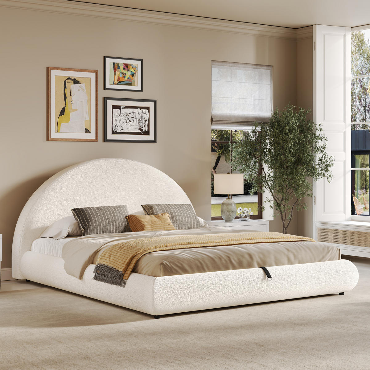 POLSTERBETT aus Schleife 180x200 cm in Weiß mit Stauraum & Lattenrost - Weiß, Textil (180/200cm) - Modfu