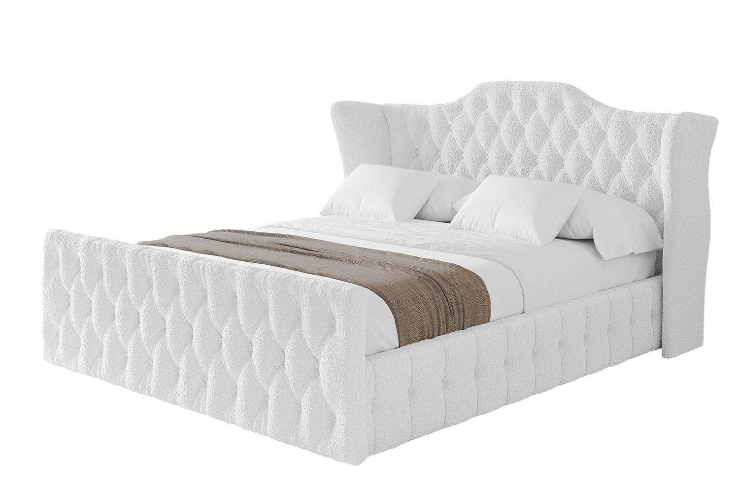 POLSTERBETT mit Bettkasten, Fußteil und Lattenrost, Boxbett ohne Matratze - MODY-Z 180x200 Weiß - Weiß, Holzwerkstoff/Textil (180/200cm) - ALTDECOR