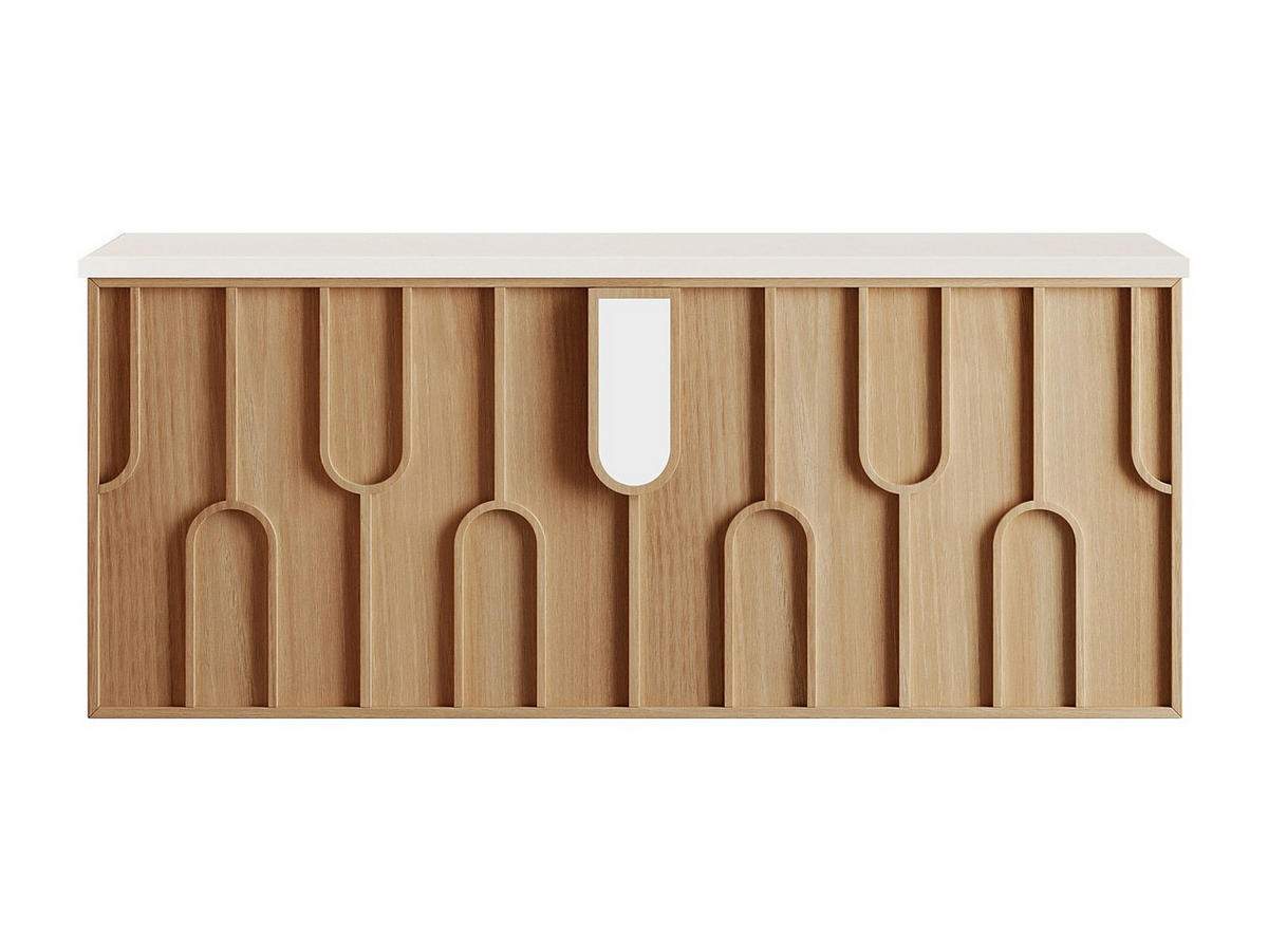 WASCHBECKENUNTERSCHRANK - 120cm x 50cm - Furnierplatte - naturfarben hell - MERKAN - Naturfarben, Holz (120/49/50cm) - Vente-Unique