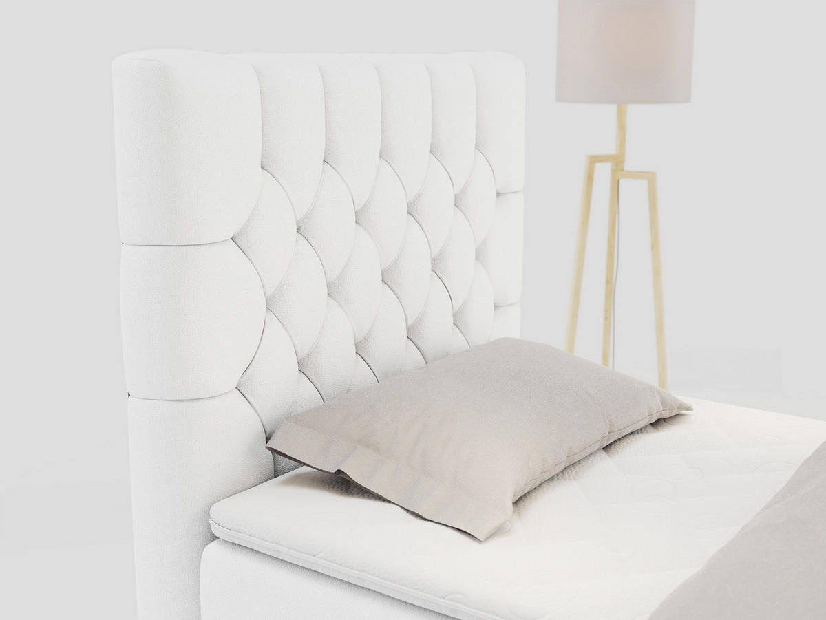 BOXBETT PERA 90/200 Weiß Kunstleder - H3 - Links Seite - Weiß, Holz/Textil (90/200cm) - MKS