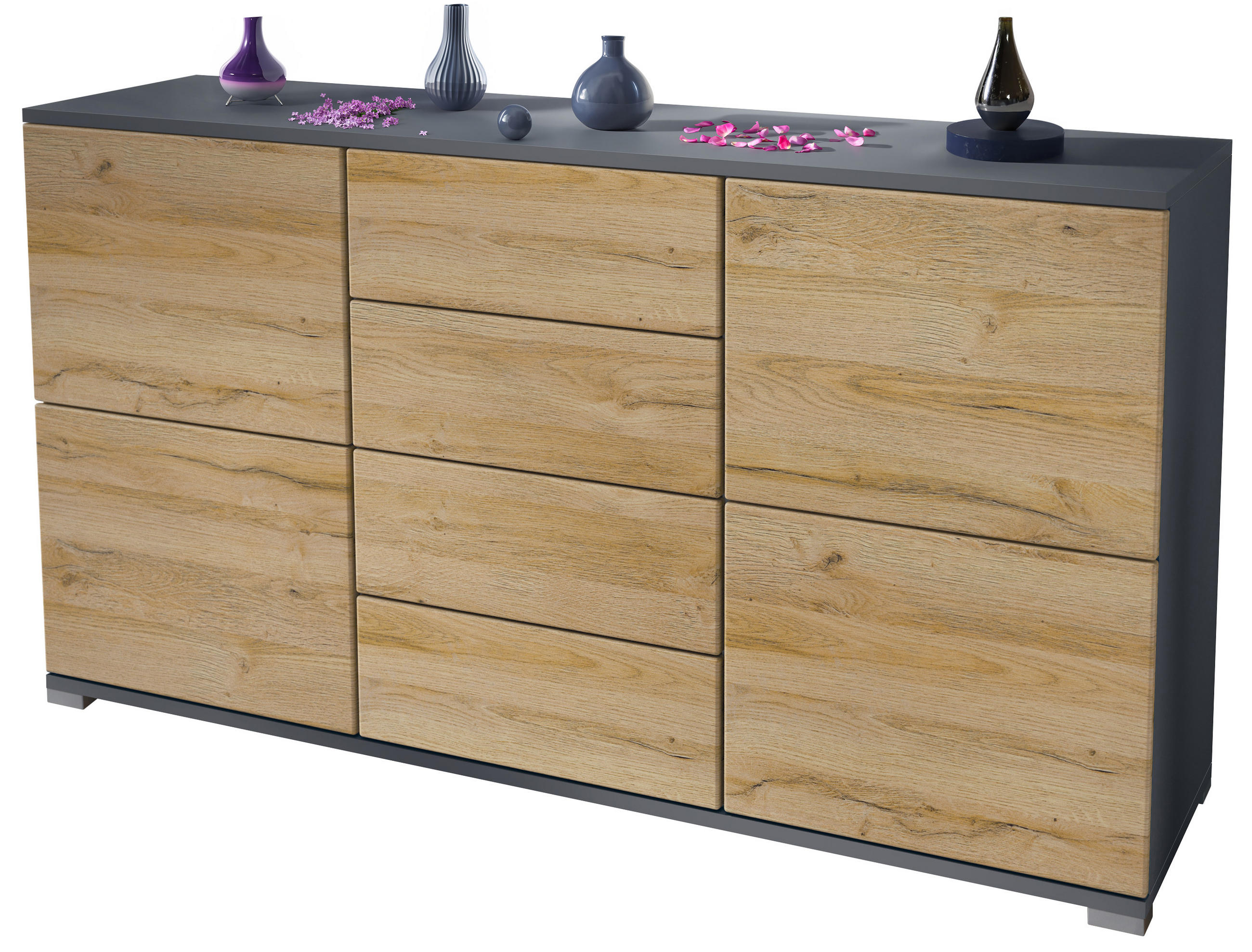 SIDEBOARD Rova Eiche Natur - Eichefarben, Holzwerkstoff (138.5/75.5/35cm) - Vladon
