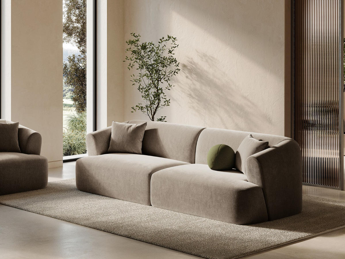 MODULARES-SOFA Campi aus Samt dunkelbeige 4 Sitzplätze - Mokka, Textil (90/70/255cm) - Cosmopolitan Design