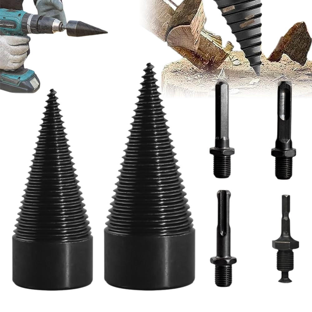 STECHBEITEL – zum Spalten von Holz – 42 mm + 32 mm + 4 Handbohrschrauben - Schwarz, Metall (9/4.2/1cm) - DCA