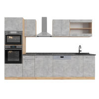 KITCHENETTE R-Line Beton / stejar auriu 300 cm cu dulap înalt, AP antracit - stejar miere/gri, compozit lemnos (300/206.8/60cm) - Vicco