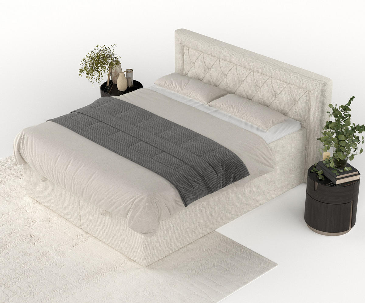 BOXBETT Jayleen Beige 180/200 cm - Beige/Schwarz, Holz/Holzwerkstoff (180/200cm) - Maison de Reve
