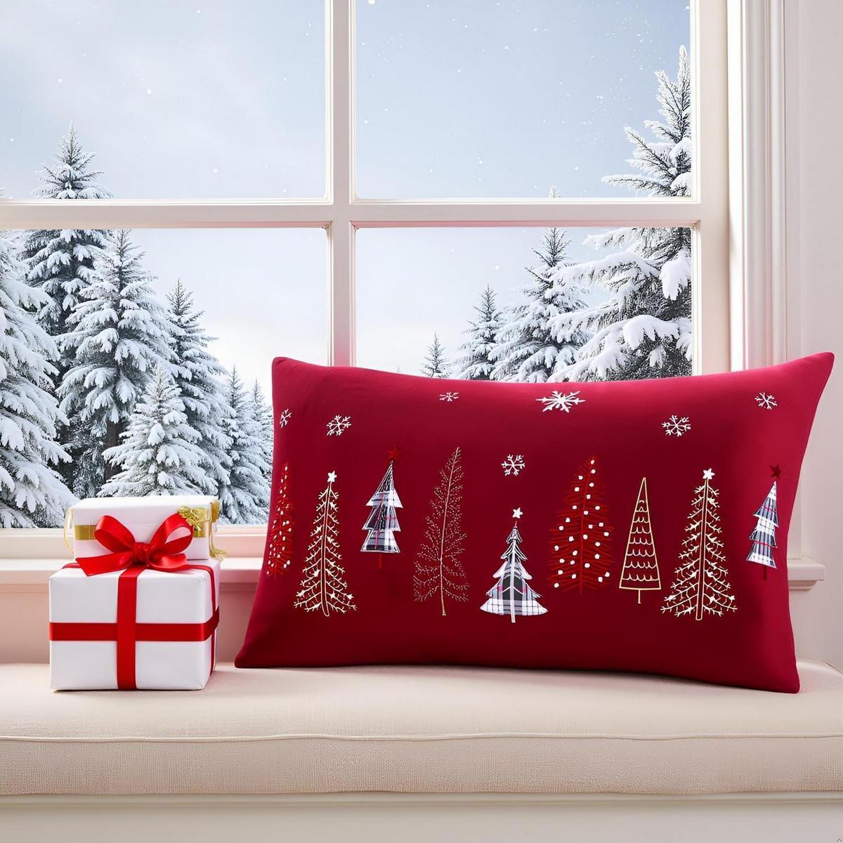 KISSENBEZUG 2-teiliges Set Weihnachten Rot 40 x 66 cm - Rot, Textil (40/66cm)