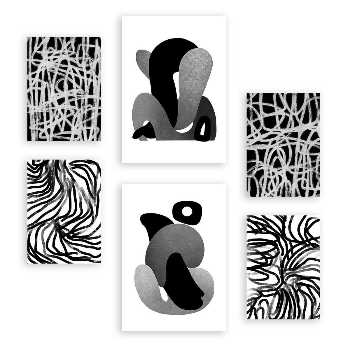 POSTER Set Mit 6 Kaput Handwerk In Liebhaber Abstrakt Ästhetische Dekorative Gemälde Für Ihr Wohnzimmer, Schlafzimmer, Zuhause A3 & A4 Rahmenlos - Klar, Papier (29/3cm) - Nacnic