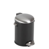MÜLLEIMER Retro Mit Markanten Griffen und Kugelkappe 5 Liter 30 x 20,5 cm Kunststoff Inneneimer Schwarz - Schwarz, Metall (23.7/30/27.2cm) - PROREGAL