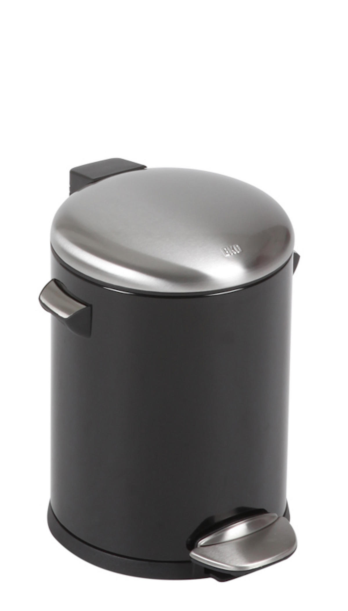 MÜLLEIMER Retro Mit Markanten Griffen und Kugelkappe 5 Liter 30 x 20,5 cm Kunststoff Inneneimer Schwarz - Schwarz, Metall (23.7/30/27.2cm) - PROREGAL