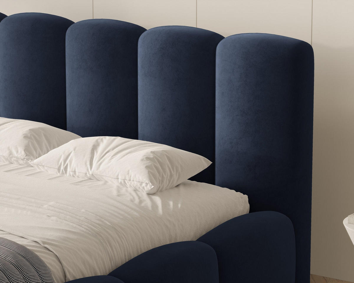 POLSTERBETT - Bett 18 - 140x200 - Dunkelblau (Riviera 81) - Dunkelblau, Holzwerkstoff (140/200cm) - Möblo
