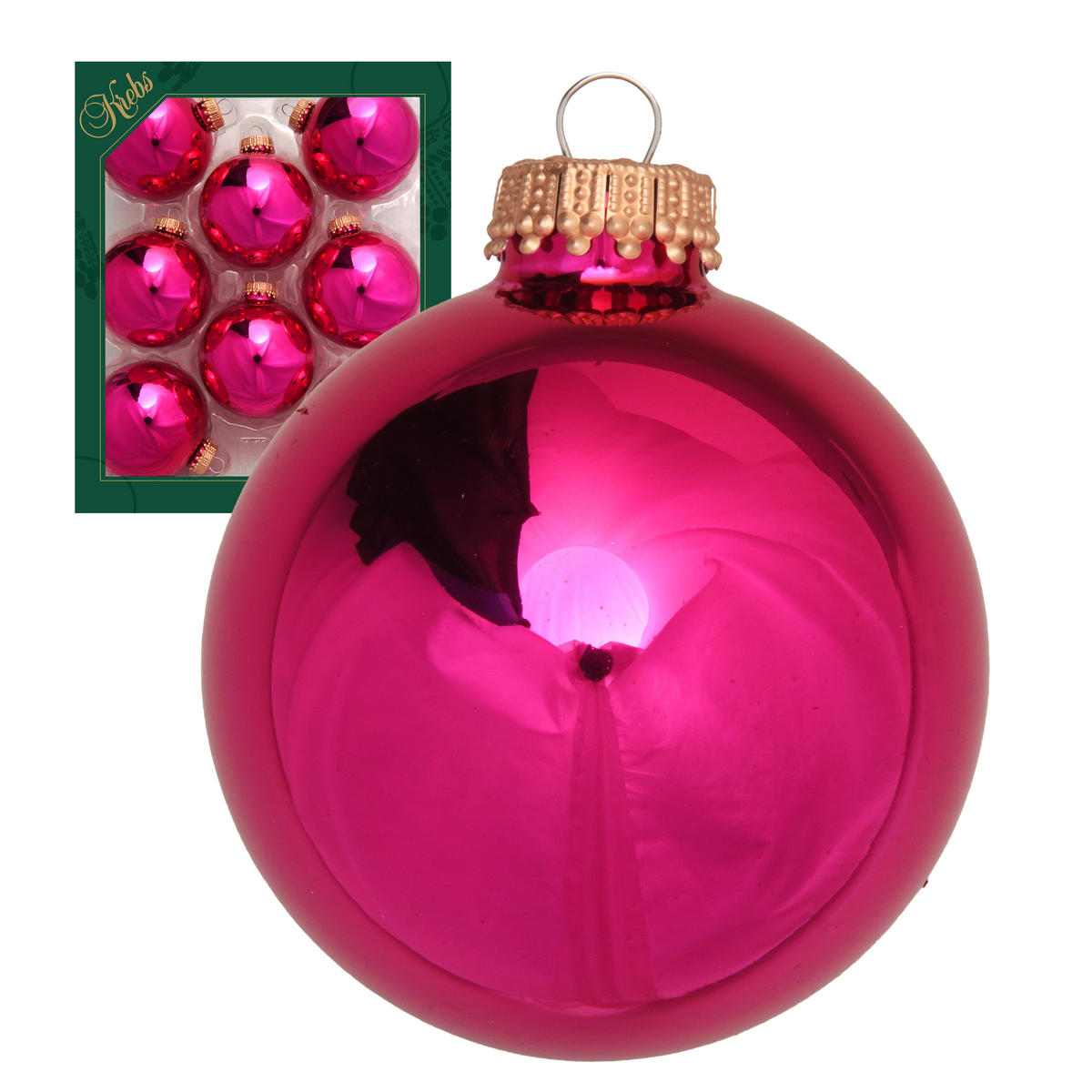 CHRISTBAUMKUGELN Uni-Design Florina Rosa 7cm (Glas / 8 Stk.) - Rosa, Glas (7/7/7cm) - Krebs Glas Lauscha