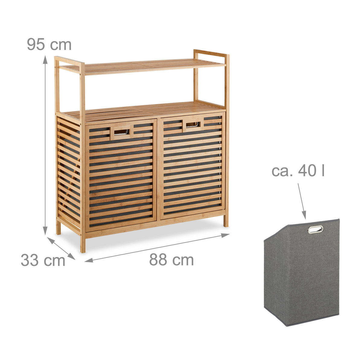 WÄSCHEKORB - Hellbraun, Holz/Textil (88/95/33cm) - Relaxdays