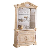 VITRINE BELLA in Beige/Gold 4-Türig - Beige/Goldfarben, Glas/Holzwerkstoff (105/213/50cm) - Interdesign24