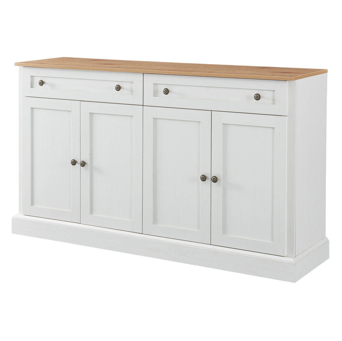 SIDEBOARD 150/40/86 cm aus Holzwerkstoff mit 4 Türen, 2 Schubladen und verstellbaren Einlegeböden Weiß/Natur - Naturfarben, Holzwerkstoff (150/86/40cm) - Modenvie