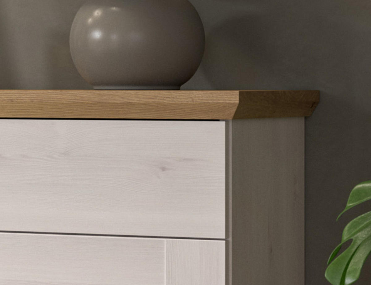 SIDEBOARD weiß Lärche, Eiche Artisan 129 cm, Kommode im Landhaus-Stil - Silberfarben/Schwarz, Holzwerkstoff/Kunststoff (129/80/40cm) - Inn.Furn