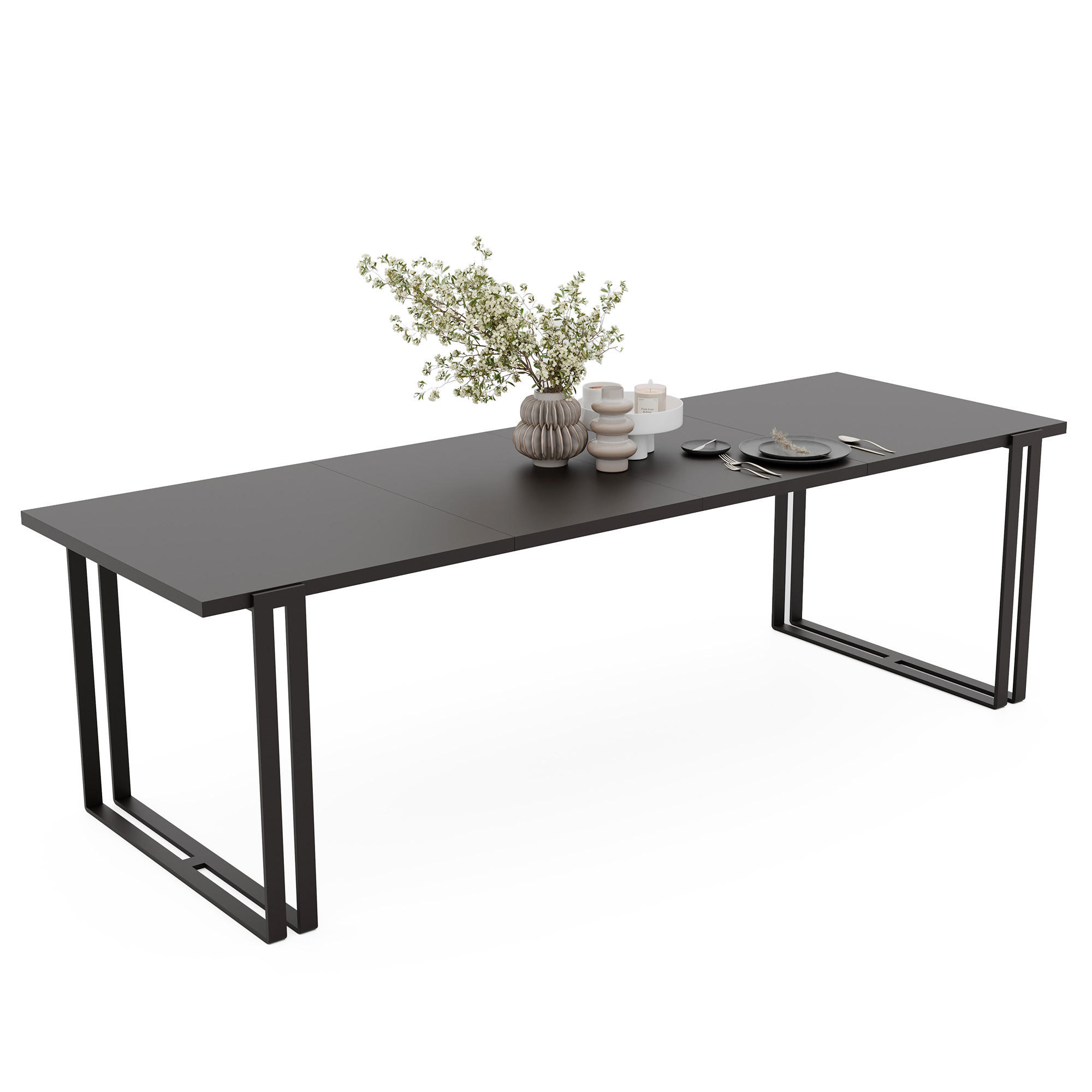 TISCH ausziehbar aus MDF, Schwarz - Schwarz, Holzwerkstoff (140/80/76cm) - Idohome