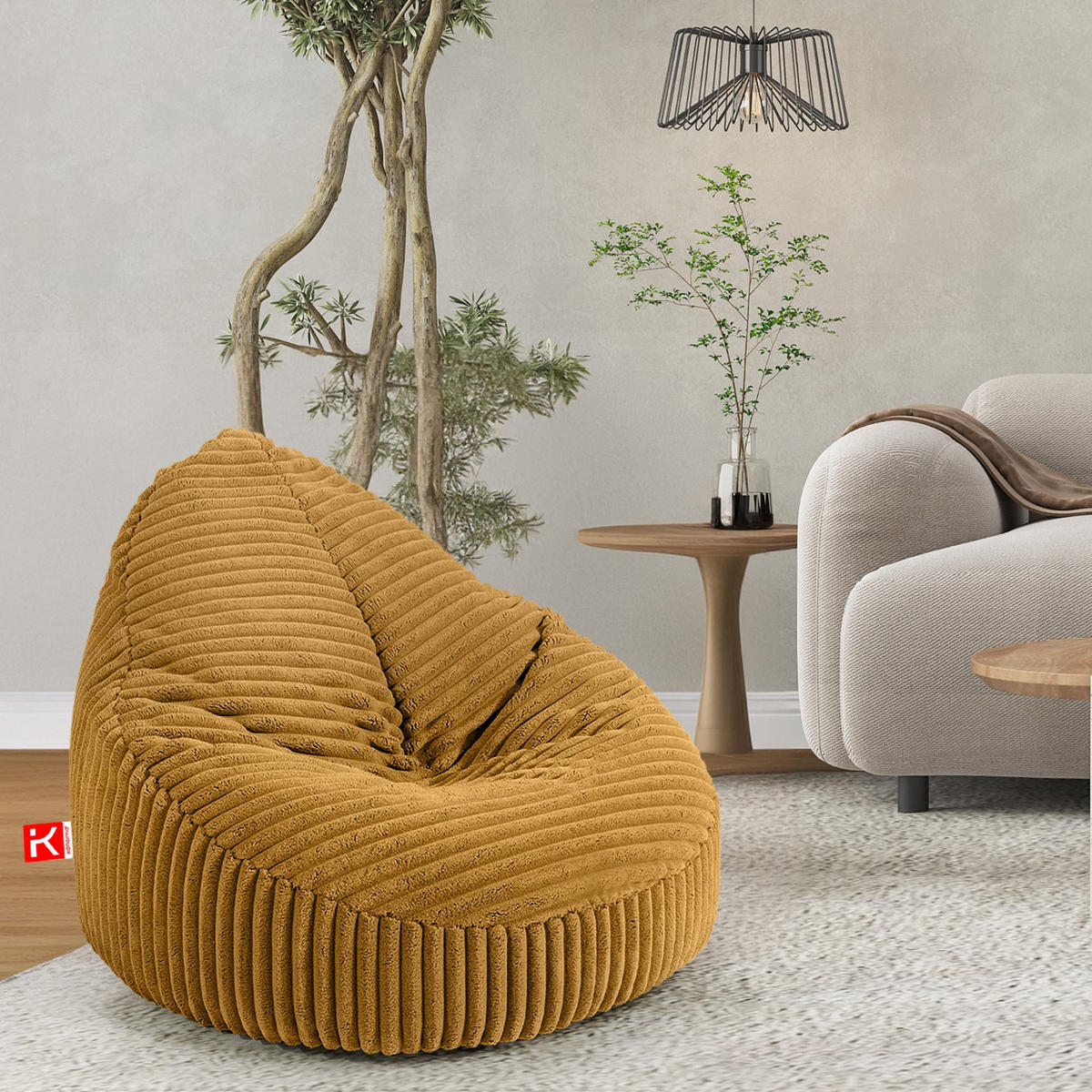 SITZSACK COSMO II aus Kordstoff, Gelb - Gelb, Textil (85/80/85cm) - KONSIMO®