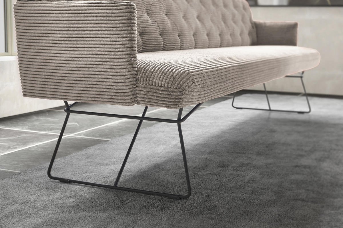 ESSZIMMERBANK CHARME Steingrau Cord - Greige/Grau, Textil (186/85/69cm) - KAWOLA
