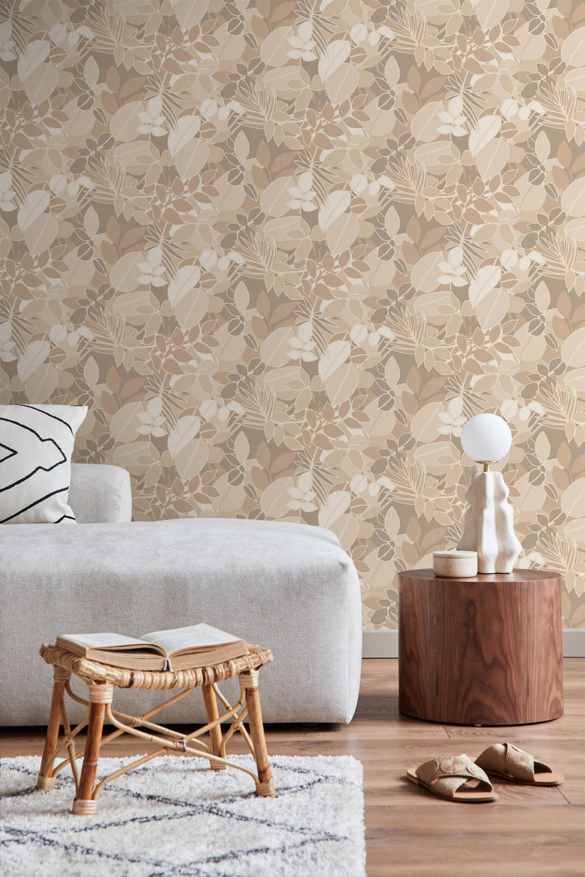 TAPETE Blätter 50 x 900 cm - Beige, Papier (50/900cm) - ESTAhome