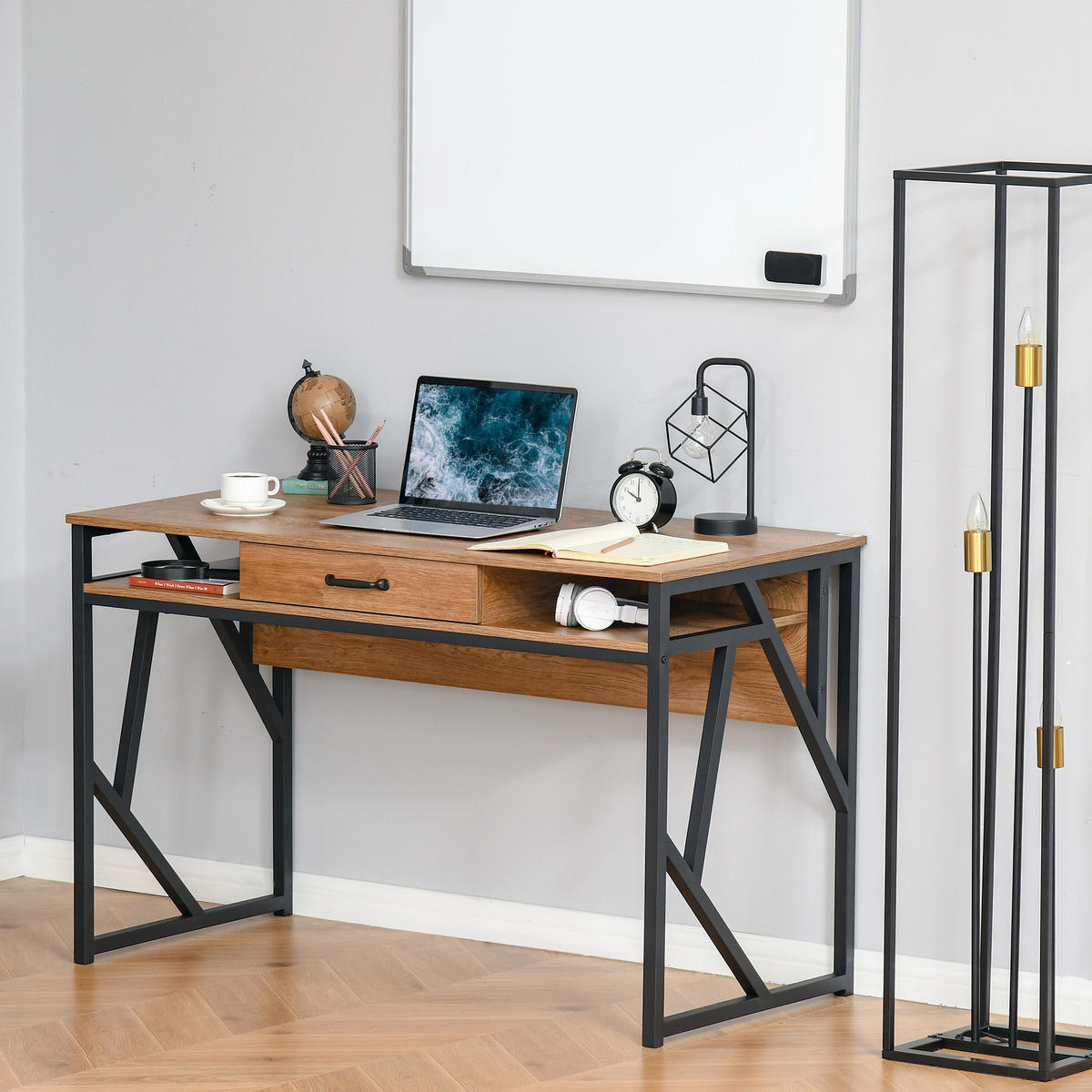 BÜROTISCH Schwarz, Braune Holzoptik 1 Stück - Multicolor, Holzwerkstoff (100/44/76cm) - GiPP