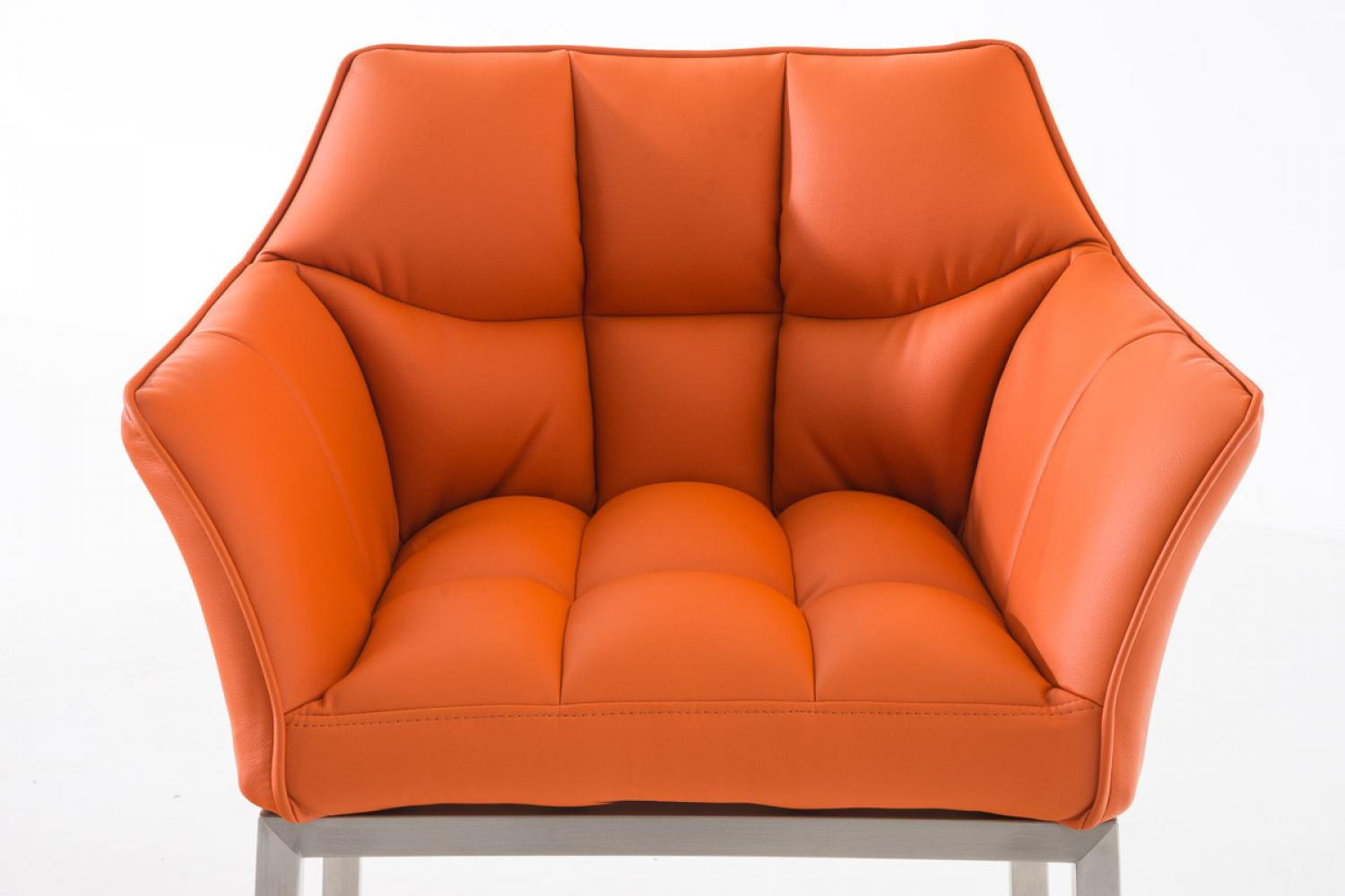 BARHOCKER 2er Set Lederlook orange - Edelstahlfarben/Orange, Textil/Metall (64/110/48cm) - CLP