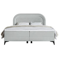 BOXBETT Loreo Hellgrau Samt wasserfest 180x200 cm - Hellgrau/Schwarz, Holz/Textil (180/200cm) - Selsey