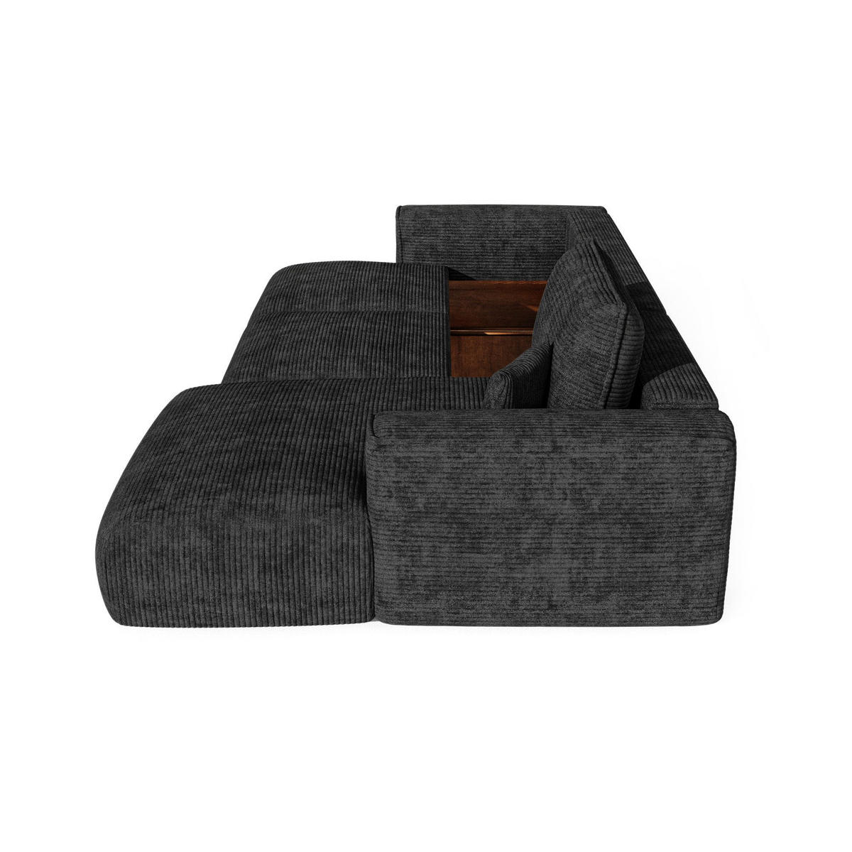 ECKSOFA rechtwinklig COMO Cord Schwarz 297cm - Schwarz, Textil (297/167cm) - Premium Interiors