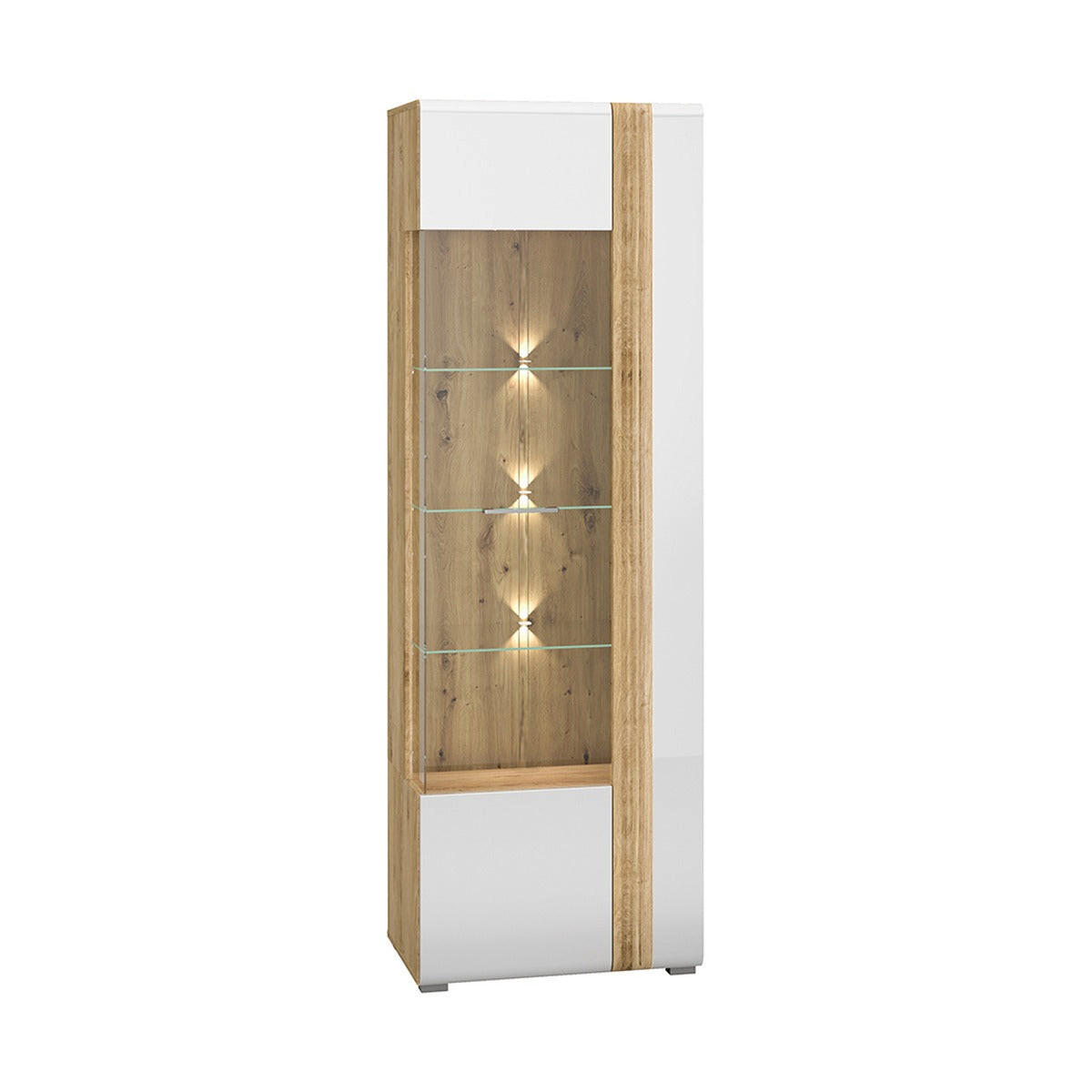 hi-markt Vitrine Weiß, Eiche 65x196x42 cm