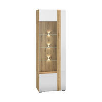 VITRINE – 65 cm – Adagio – Weiß / Eichefarben – Anschlag links – VT-GEN145 - Eichefarben/Weiß, Holzwerkstoff (65/196/42cm) - hi-markt