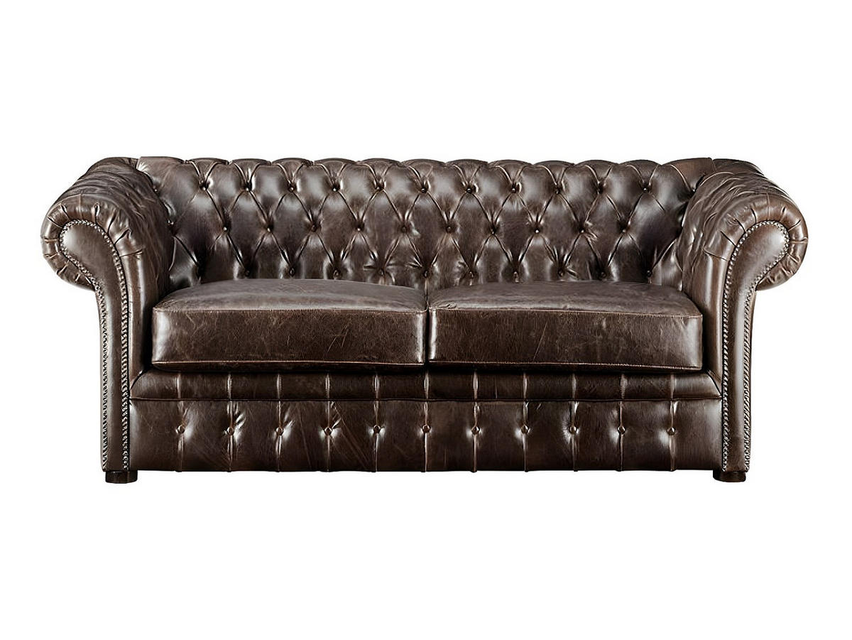 COUCHGARNITUR mit Sessel - 6 Personen - Leder - Schokoladenbraun - CLOTAIRE - Braun, Leder (232/73/90cm) - Vente-Unique