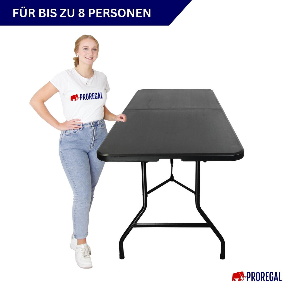 BUFFETTISCH klappbar 180x75cm 8 Personen Kunststoff Schwarz - Schwarz, Kunststoff (75/180/74cm) - CHEFGASTRO