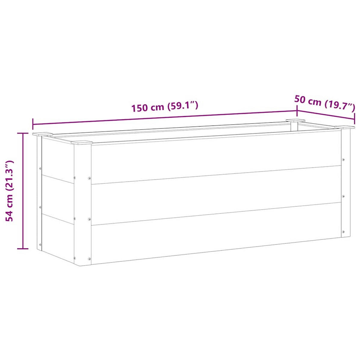 GARTEN-HOCHBEET Wpc 150/50/54 Cm Grau - Grau, Holzwerkstoff (50/54/150cm) - vidaXL