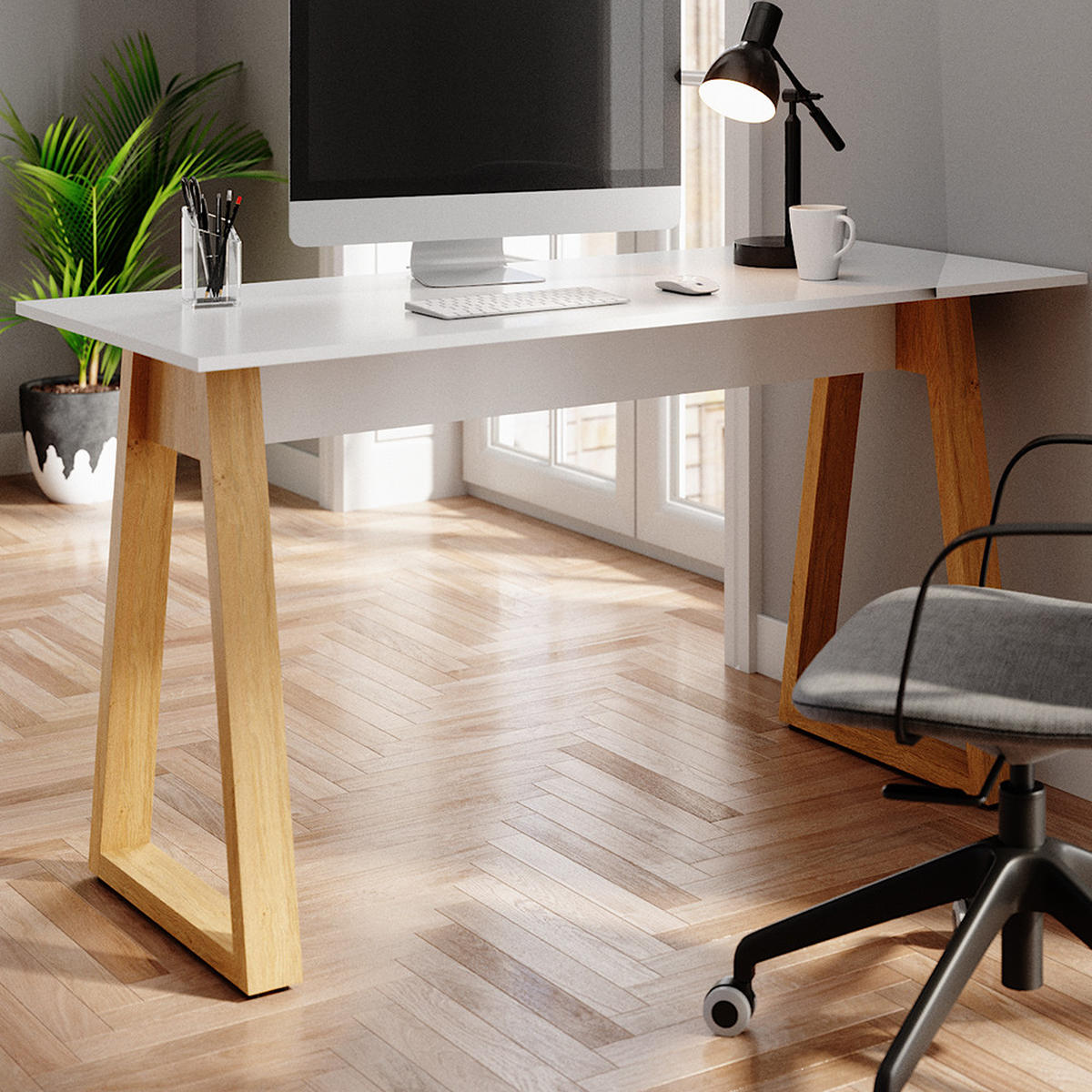 SCHREIBTISCH Nautica Weiß 138 x 60 cm - Eichefarben/Weiß, Holzwerkstoff (60/138/77cm) - Vicco