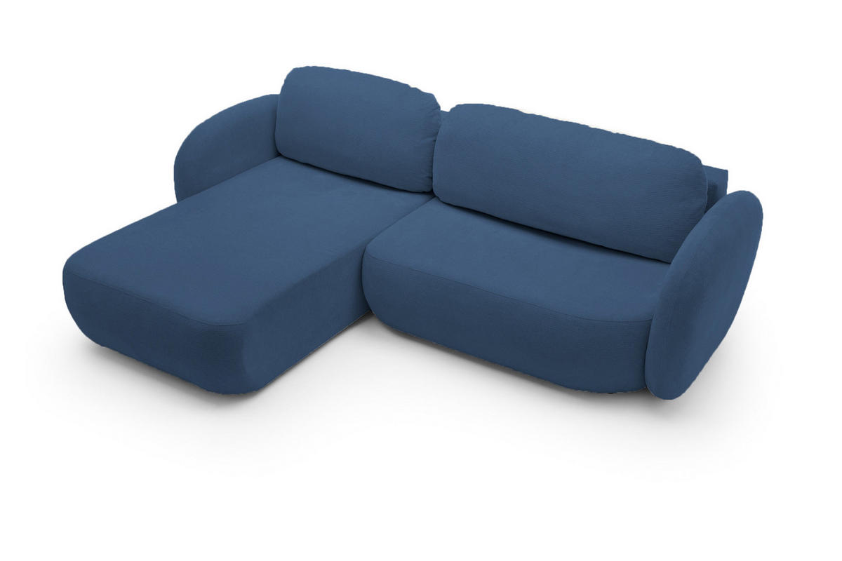 ECKSOFA OLIO L-Form Schlaffunktion mit Bettkasten, lose Rückenkissen, freistehend, LINKS 174x248 cm Blue - Blau, Holz/Textil (174/248cm) - DomoHome