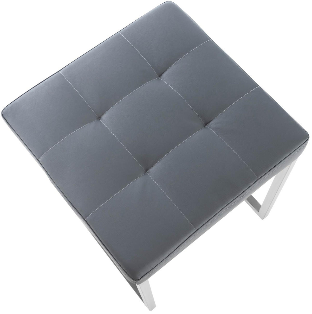 SITZWÜRFEL 2er Set Lederlook grau - Edelstahlfarben/Grau, Textil/Metall (40/48/40cm) - CLP