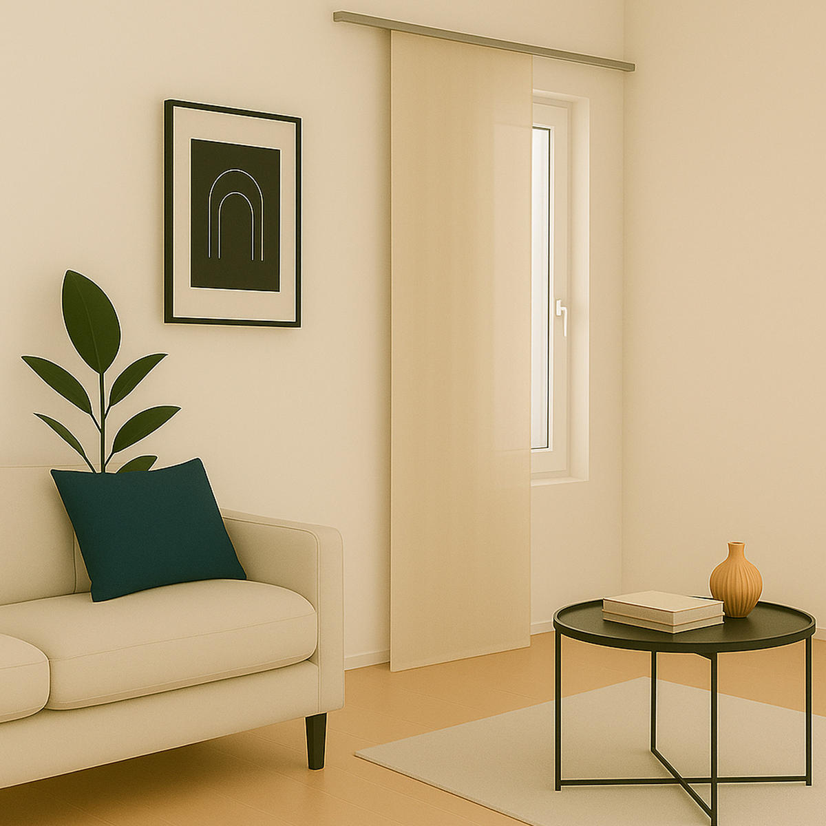 FLÄCHENVORHANG blickdicht 60x245 cm Beige mit Technik - Beige, Textil (60/245cm)