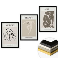 WANDBILDER 3er-Set - 40x60 cm Schwarzer Rahmen - Abstrakte Porträts Farben - Schwarz, Kunststoff (40/60cm) - ArtPrintCave