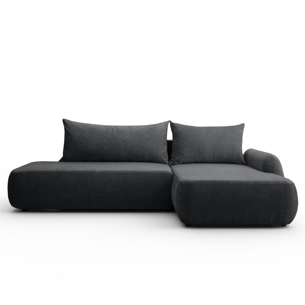 ECKSOFA GOYA mit Schlaffunktion und Bettkasten, Rechte, Perfect Harmony 90 - Graphitfarben, Textil (302/184cm) - Lookway