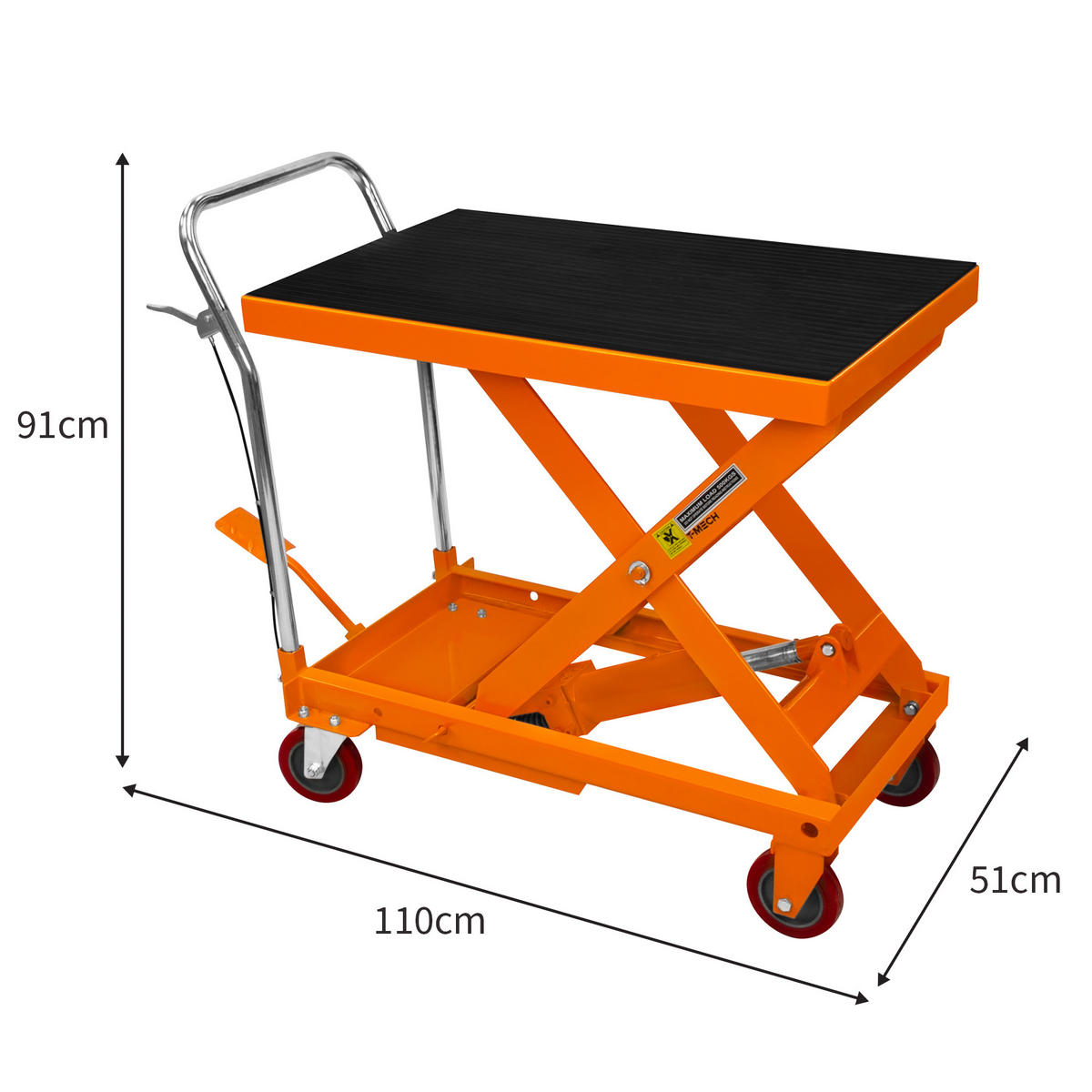 HUBTISCH Hydraulisch - Orange, Metall (110/51/91cm) - Monstershop