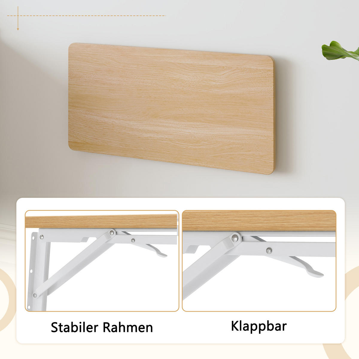 WANDREGAL DE-37385 80 cm wandmontiert mit Klappmechanik Weiß - Naturfarben, Holzwerkstoff (40/18.5/80cm) - ComfortXL