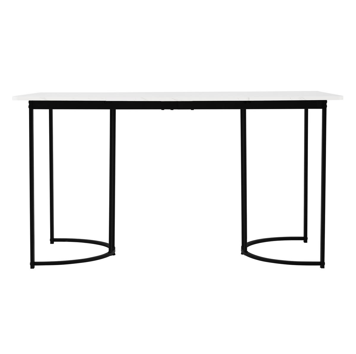 JÍDELNÍ stůl 140/80/75 cm bílý z MDF a kovu s mramorovým dekorem a nastavitelnými nohami - bílá, kompozitní dřevo (140/80/75cm) - OKWISH